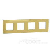 Рамка 4-постовая, золото/белый, Unica New Studio Metal, NU280859 Schneider Electric