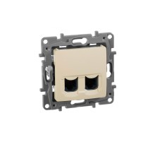 Двойная компьютерная розетка RJ45 Кат. 5e UTP, слоновая кость, Legrand Etika 672355