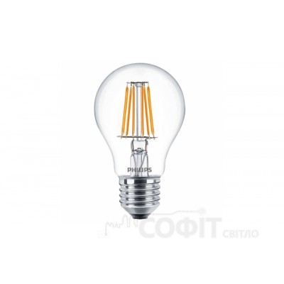 Лампа светодиодная A60 Philips LED Fila 7.5-70W E27 WW A60 ND Филамент 929001180507