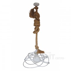 Люстра кованая Подвес веревочный 1 лампа, с веревками, белый