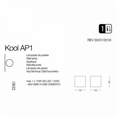 Бра Ideal Lux KOOL AP1 141268 Бра Ideal Lux KOOL AP1 141268