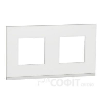 Рамка 2-постовая, матовое стекло/белый, Unica New Pure, NU600489 Schneider Electric