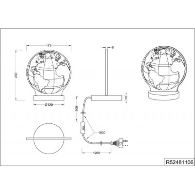 Настольная лампа Trio R52481106 Globe