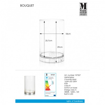 Настольная лампа MarkSlojd Sweden BOUQUET Table 29cm Chrome/Clear 107327 Настольная лампа MarkSlojd Sweden BOUQUET Table 29cm Chrome/Clear 107327