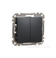 Двухклавишный выключатель Sedna Design & Elements, чёрный, SDD114105 Schneider Electric