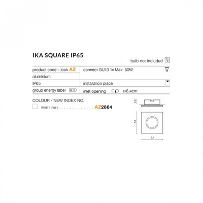 Точковий світильник AZzardo IKA S IP65 WHITE AZ2864