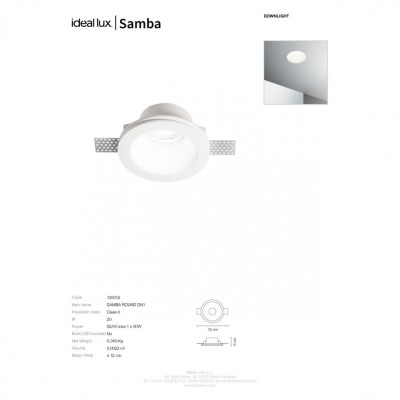 Точечный светильник Ideal Lux SAMBA ROUND D90 139012