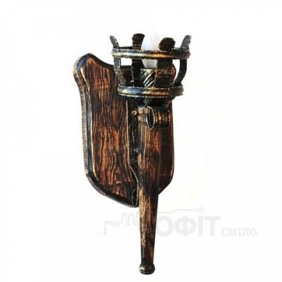 Бра з дерева Факел - Римський 1 лампа Стара Бронза, Дерево Старе темне