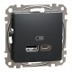 Розетка USB тип A+C 2.4A, чорний, Sedna Design & Elements SDD114402, Schneider Electric