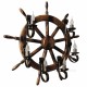 Настінний світильник з дерева Штурвал - Кований корабельний 6 ламп Стара Бронза, Дуб Темний
