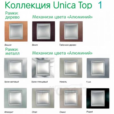 Рамка Unica MGU66.002.039 1М нікель матовий/алюміній Schneider Electric Top