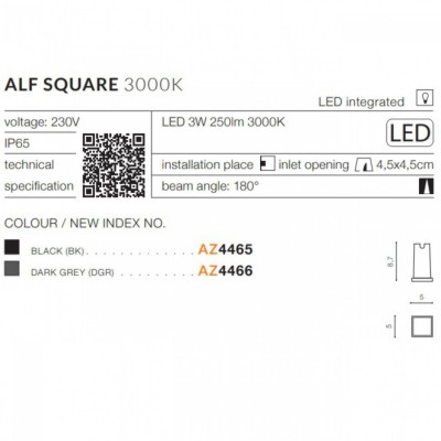 Вуличний світильник AZzardo ALF SQUARE 3000K DGR AZ4466