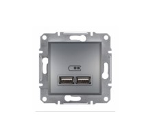 USB розетка подвійна 2.1А сталь Asfora EPH2700262 Schneider Electric