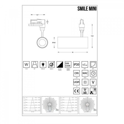 Трековий світильник Ideal Lux SMILE 15W CRI90 50° 3000K WH 189970 Трековий світильник Ideal Lux SMILE 15W CRI90 50° 3000K WH 189970