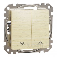 Кнопковий вимикач для жалюзі, без фіксації, береза, Sedna Design & Elements SDD180114, Schneider Electric