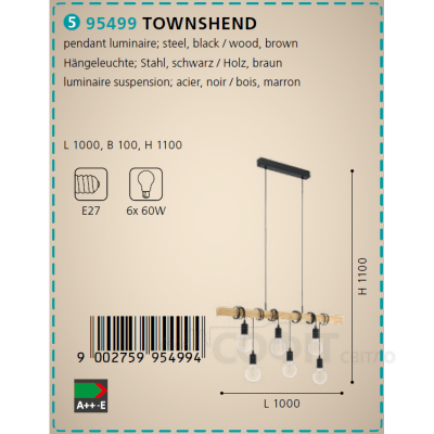 Светильник подвесной Eglo 95499 TOWNSHEND