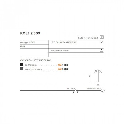 Стовпчик AZzardo ROLF 2 500 BK AZ4456