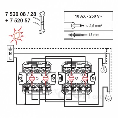 Переключатель двухклавишный на два направления  Legrand Valena IN'MATIC 752028