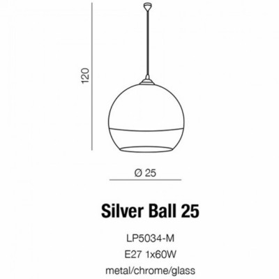 Подвесной светильник AZzardo SILVER BALL 25 AZ0733