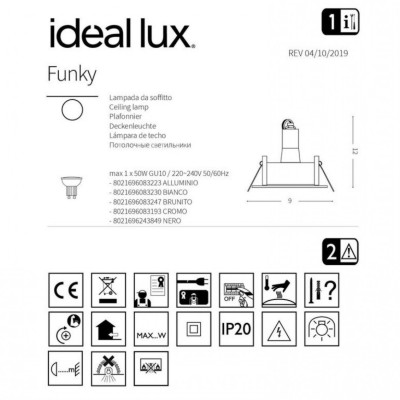Точковий світильник Ideal Lux FUNKY NERO 243849 Точковий світильник Ideal Lux FUNKY NERO 243849