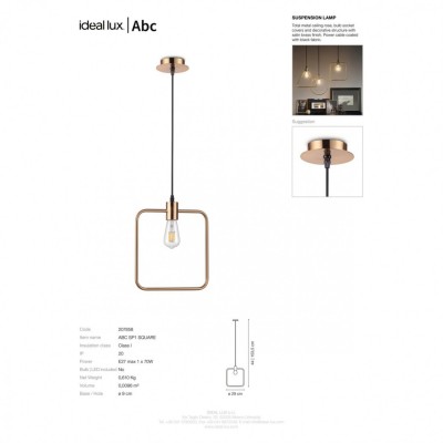 Подвесной светильник Ideal Lux ABC SP1 SQUARE 207858