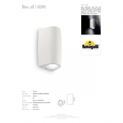 Архитектурное освещение Ideal Lux KEOPE AP2 BIANCO 147772 Архитектурное освещение Ideal Lux KEOPE AP2 BIANCO 147772