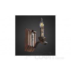 Бра дерев'яна Балка - Кована - Свічка 1 лампа, дерево венге, метал патина бронза, свічка, D-9см, ФС 096