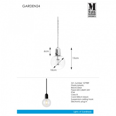 Підвісний світильник MarkSlojd Sweden GARDEN 24 Pendant 2,86W Black 107989