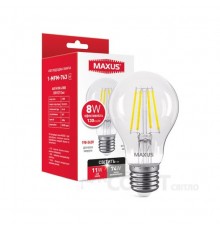 Лампа світлодіодна A60 Maxus філамент 1-MFM-763 8W 4100K 220V E27 Clear