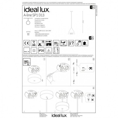 Подвесной светильник Ideal Lux A-LINE SP1 D13 BIANCO 232690
