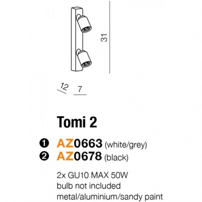 Бра - спот AZzardo TOMI 2 WHITE AZ0663