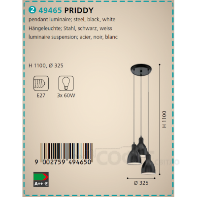 Светильник подвесной Eglo 49465 PRIDDY