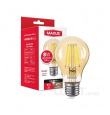 Лампа светодиодная A60 Maxus филамент 1-MFM-761 8W 2700K 220V E27 Golden