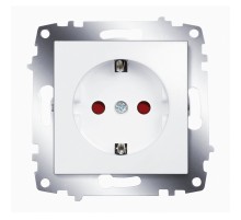 Розетка с заземлением с шторками ABB Cosmo белый 619-010200-243