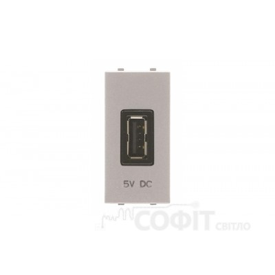 USB зарядка ABB Zenit серебряный 1 мод., N2185 PL