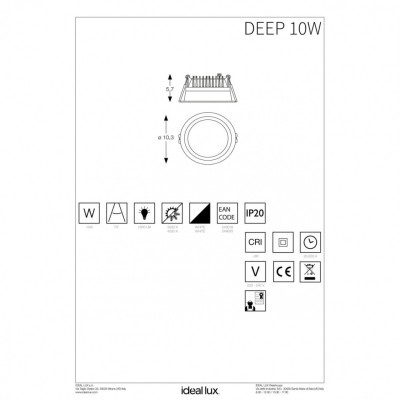 Точечный светильник Ideal Lux DEEP 10W 4000K 249025 Точечный светильник Ideal Lux DEEP 10W 4000K 249025