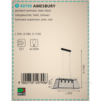 Светильник подвесной Eglo 49799 AMESBURY