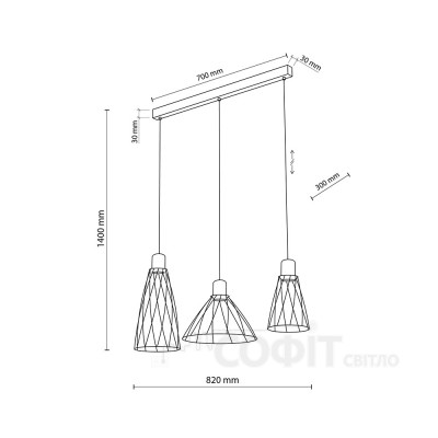 Підвісний світильник TK Lighting MODESTO BLACK, 10149