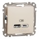 Розетка USB тип A+C 2.4A, бежевий, Sedna Design & Elements SDD112402, Schneider Electric