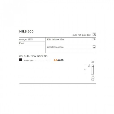 Стовпчик AZzardo NILS 500 BK AZ4480
