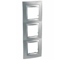 Рамка Unica MGU66.006V.038 3М вертикал хром матовий/алюміній Schneider Electric Top