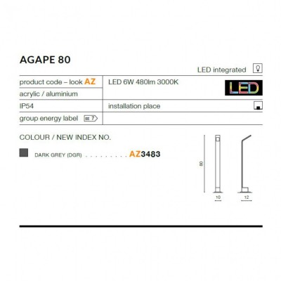 Ліхтарний стовп AZzardo AGAPE 80 AZ3483