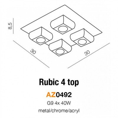 Стельовий світильник AZzardo RUBIC 4 TOP AZ0492