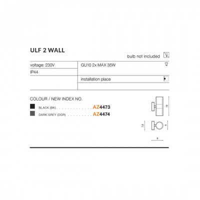 Бра AZzardo ULF 2 GU10 WALL DGR AZ4474