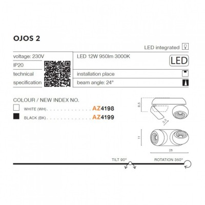 Точечный светильник AZzardo OJOS 2 WH AZ4198
