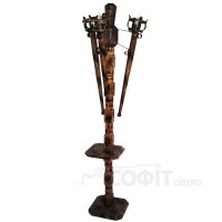 Торшер из дерева Факел - Римский 3 лампы Старая Бронза, Дерево Состаренное темное, со столиком