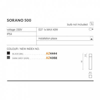 Стовпчик AZzardo SORANO 500 DGR AZ4358