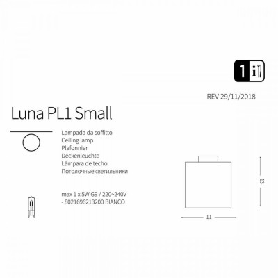 Потолочный светильник Ideal Lux LUNA PL1 SMALL 213200