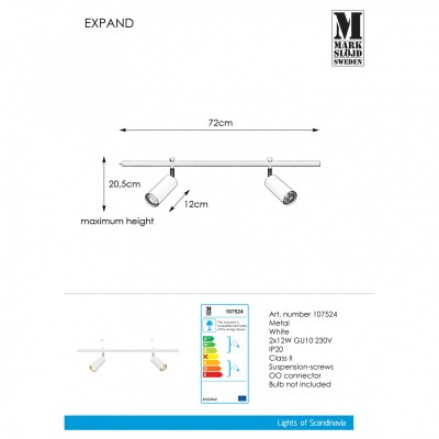 Спот MarkSlojd Sweden EXPAND Spot 2L 70cm Gu10 Cylinder White 107524