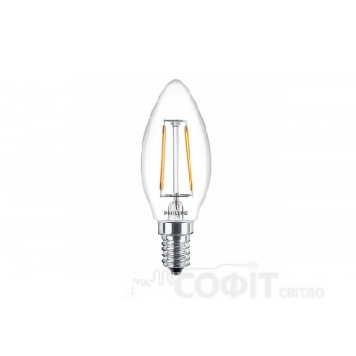 Лампа светодиодная C37 Philips LED Fila ND E14 2.3-25W 2700K 230V B35 1CT APR Филамент 929001180107